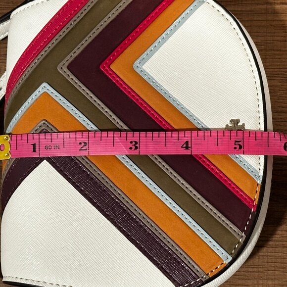 Tory Burch White Leather and Suede Mini Colorblock Saddle Crossbody Bag EUC - Picture 6 of 7